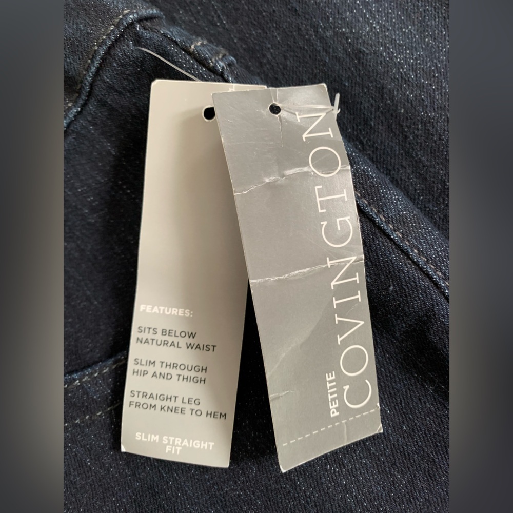 NWT Covington Petite Dark Wash Jeans ~ Slim Straight Fit~ Size 10P - Picture 8 of 11